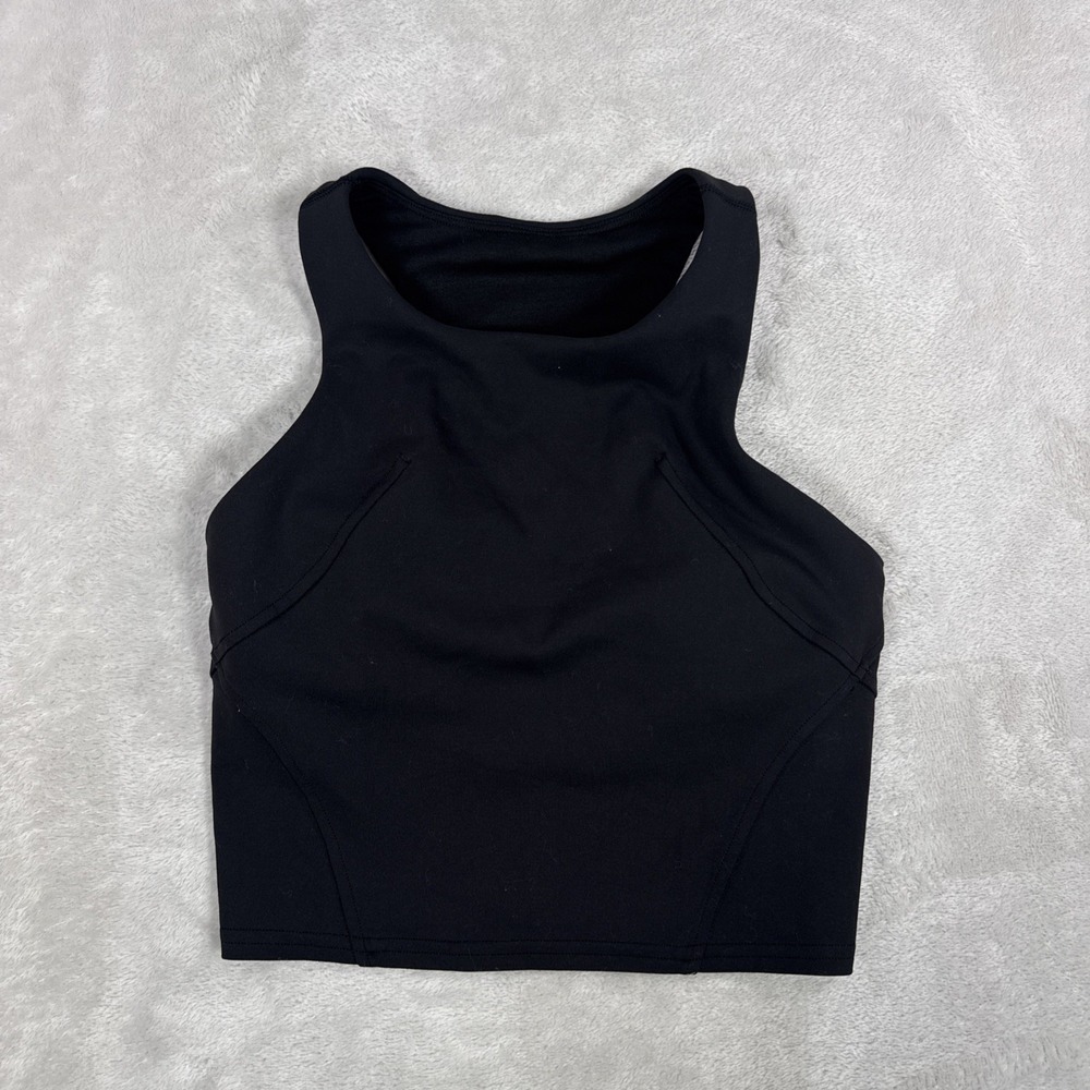 Lululemon Wunder Train Racerback Tank Size 2 Black Everlux Built In Shelf Bra